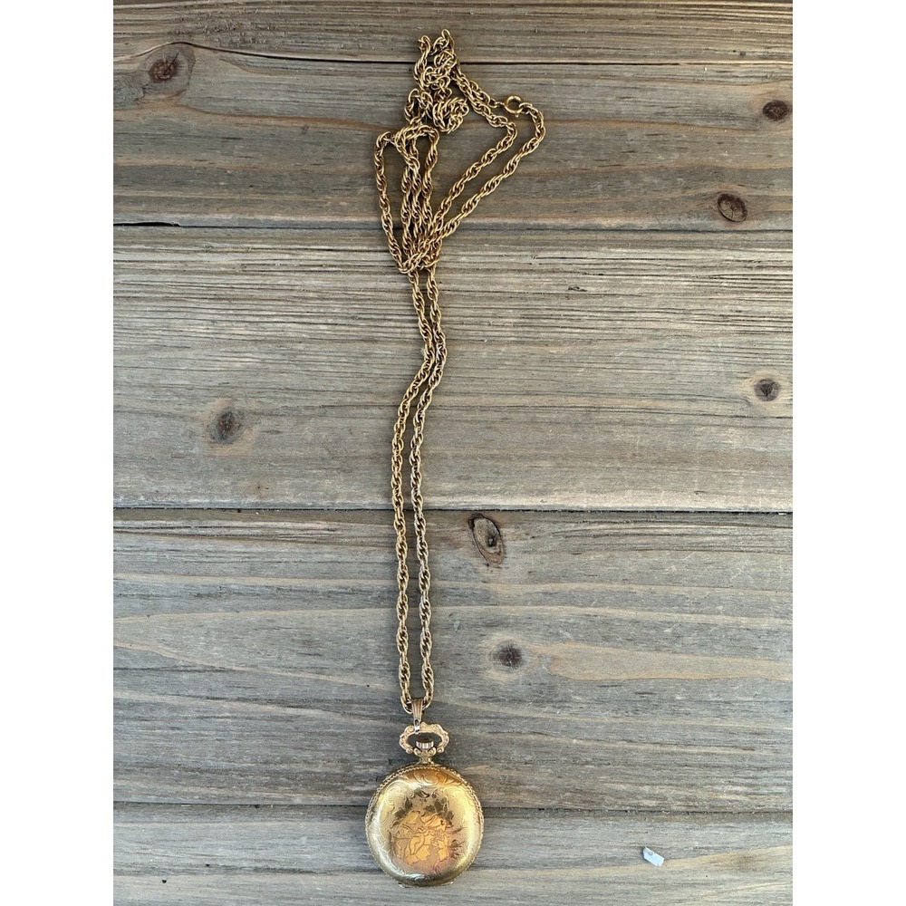 VTG Swiss Made Sears Pendant Watch Gold Winding 1960's 1970's Fixable